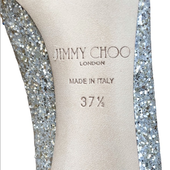Jimmy Choo Romy 85 Silver Coarse Glitter High Heel Pointed Toe Pumps 37.5 - Picture 6 of 12